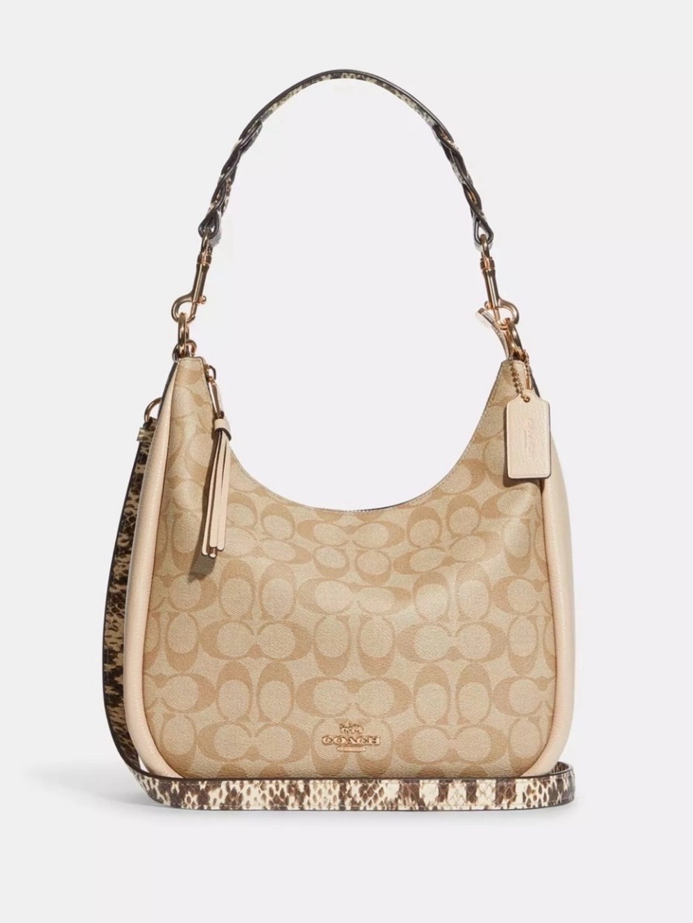 Coach Dules Hobo Signature Canvas Hobo Bag in Khaki/Light Beige